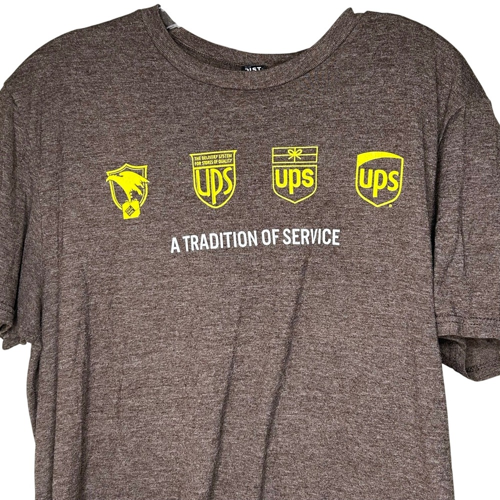 DISTRICT brand UPS Tshirt- Medium- brown heathered short sleeve transportation‎